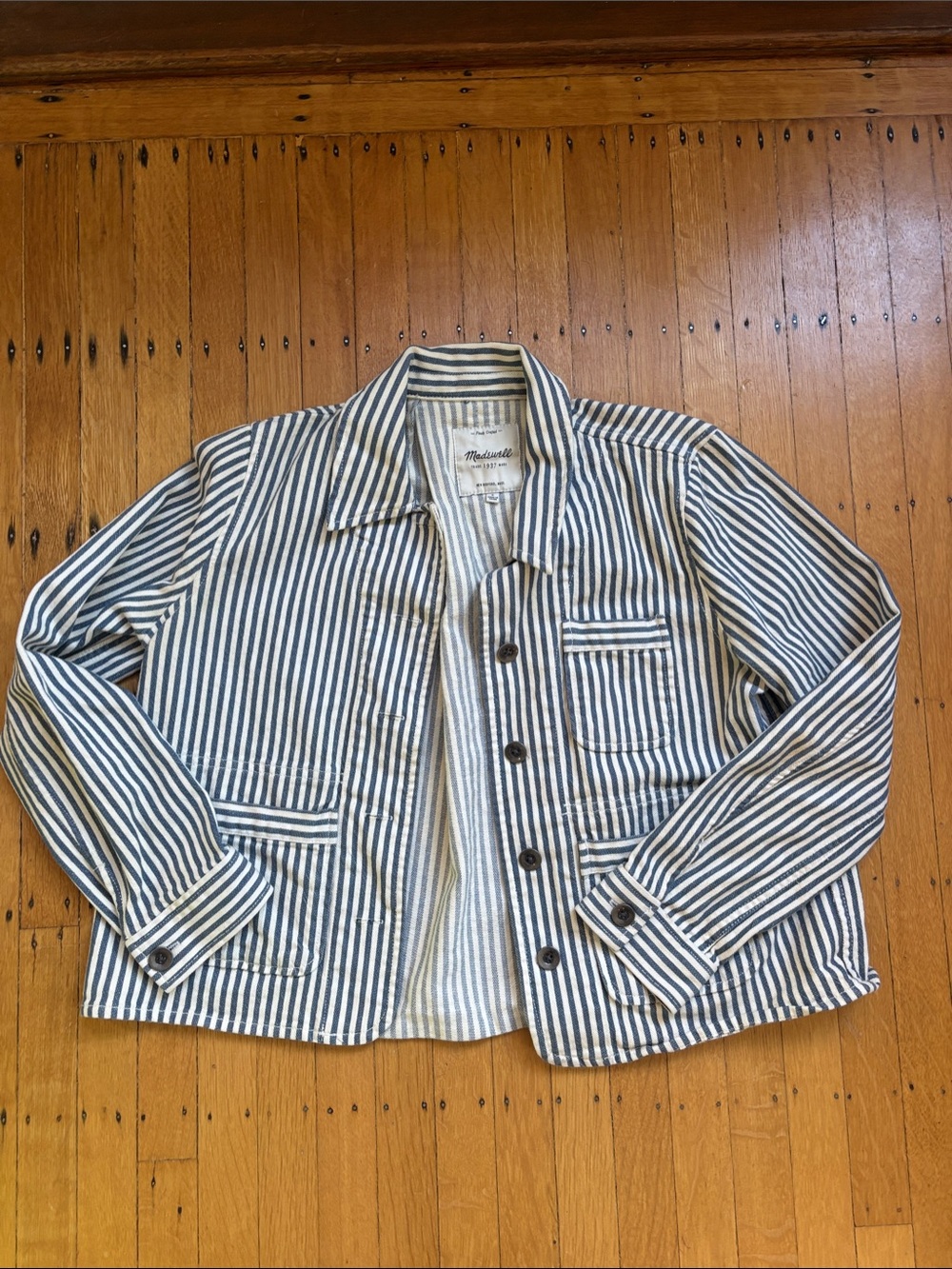 Madewell Striped Cotton Work Jacket - Blue & White